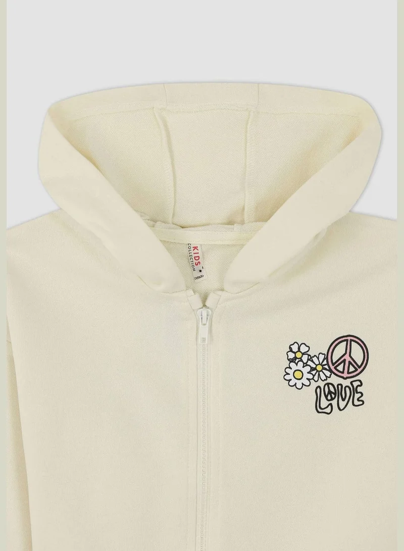 DeFacto Long Sleeve Smileyworld Printed Hooded Cardigan