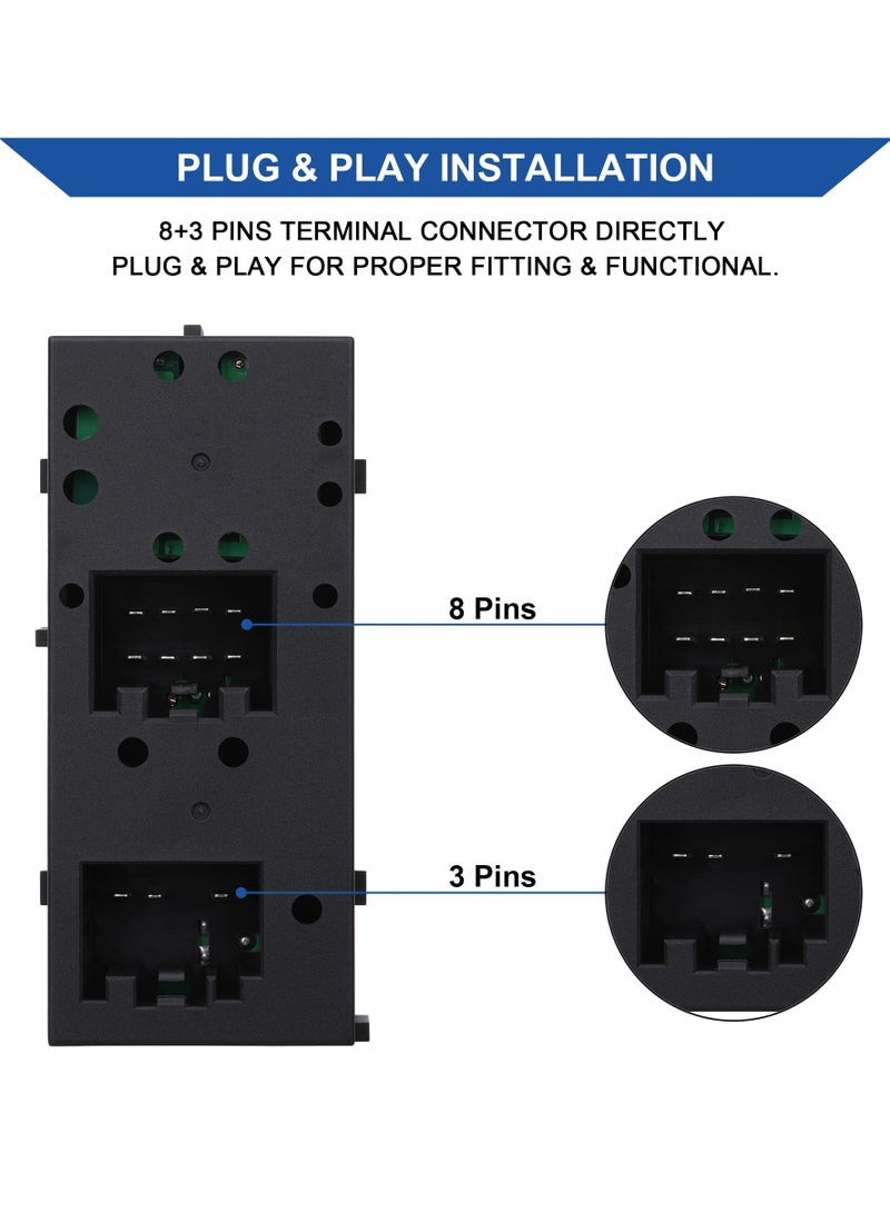 TLAXCA Power Master Window Switch, Compatible with 2004-2008 Ford F150, 2003-2006 Ford Expedition, 2003-2008 Crown Victoria, Lincoln Mark LT, Mercury Grand Marquis and Marauder, OE 5L1Z14529AA 901339  - Image 4