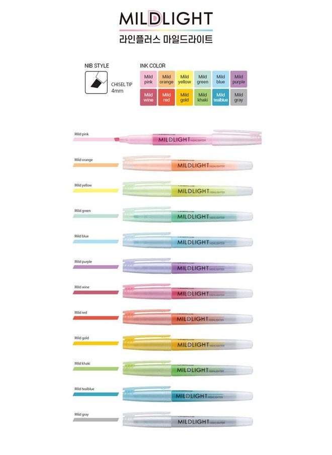 lineplus - Highlighter 6 Colors Set Mild Cool (4Mm Chisel Tip) - Image 1
