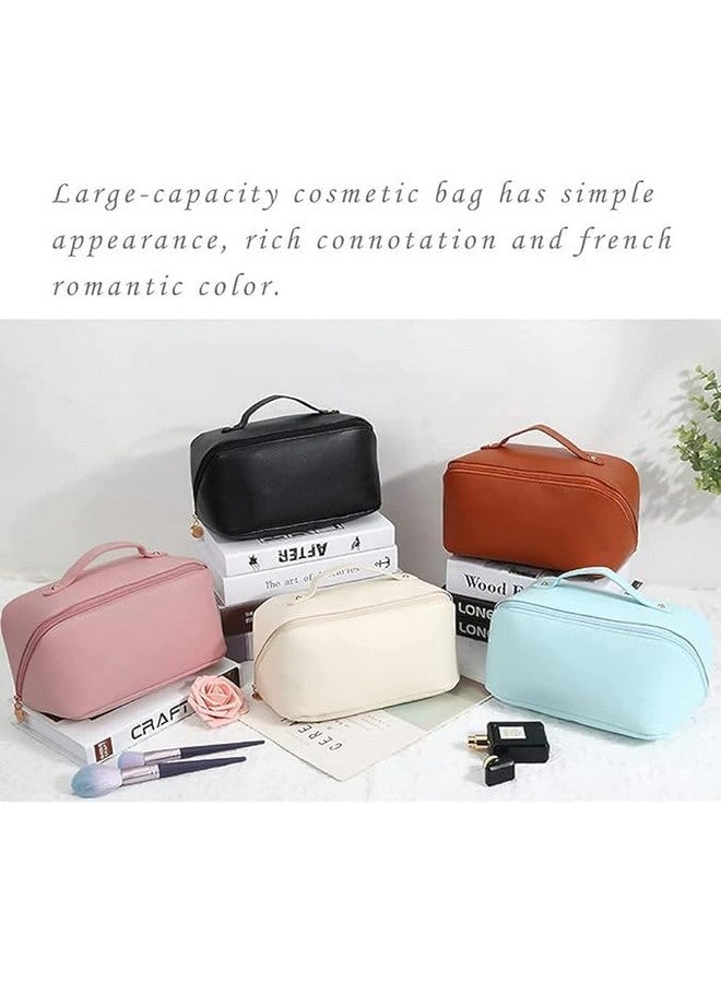 BLACK PANDA Large Capacity 12 Cms Cosmetic Bag, Women's Makeup Travel Bag Portable Leather Cosmetics Bag, Makeup Storage Bags With Handle And Divider, Wide Opening Cosmetic Organizer Bags (Multicolor) - Image 4