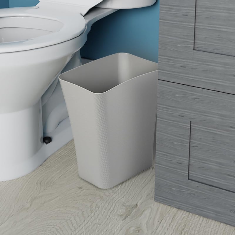 Clorox Textura Slim Trash Can - 3.1 Gallon Small Waste Basket For Narrow Spaces - Skinny Plastic Garbage Bin For Bathroom  Bedroom  Or Office  Grey - Image 4