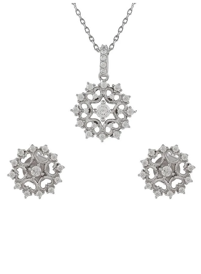 VOYLLA Mother?s Day Collection Sterling Silver Round Cut Zircons Cocktail Pendant Set