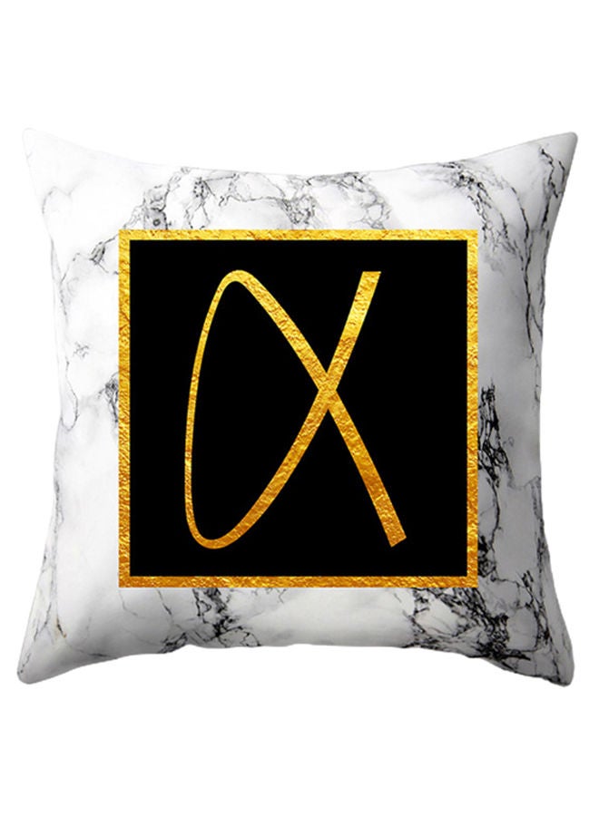 NIBEMINENT Marbled Golden Alphabet Letter Sofa Pillow Cushion Cover White/Black/Gold 45 x 45centimeter - Image 1