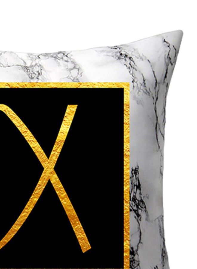 NIBEMINENT Marbled Golden Alphabet Letter Sofa Pillow Cushion Cover White/Black/Gold 45 x 45centimeter - Image 2