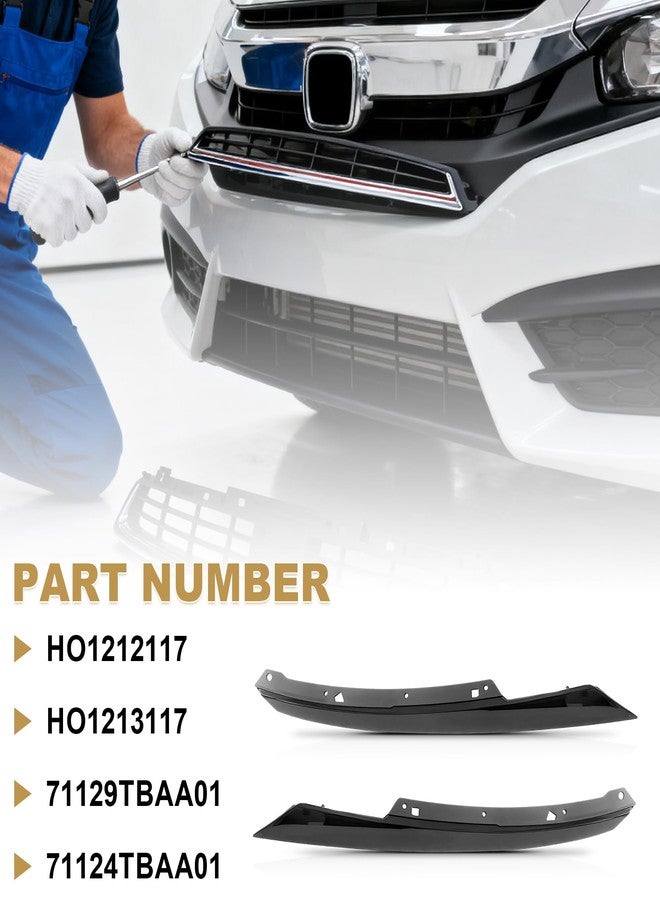 PartsFlow Grille Trim Compatible With 2016 2017 2018 Honda Civic Set of 2 Left Driver & Right Passenger Black Grille Trim - Image 3