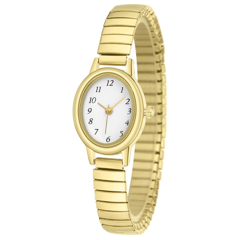 IBSO Easy Read Ladies Quartz Wrist Watch, Small Analog Gold Watch for Women with Oval Case, Water Resistant (CDEWA GD) - Image 1