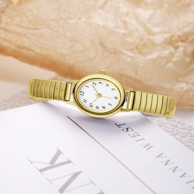 IBSO Easy Read Ladies Quartz Wrist Watch, Small Analog Gold Watch for Women with Oval Case, Water Resistant (CDEWA GD) - Image 3