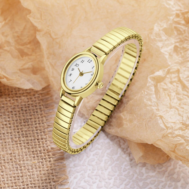 IBSO Easy Read Ladies Quartz Wrist Watch, Small Analog Gold Watch for Women with Oval Case, Water Resistant (CDEWA GD) - Image 4