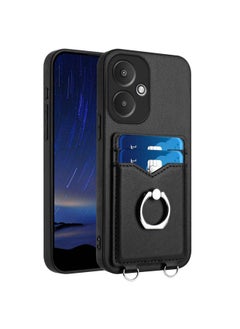 erorex For Xiaomi Redmi 13C 5G / 13R R20 Ring Card Holder Phone Case(Black) 