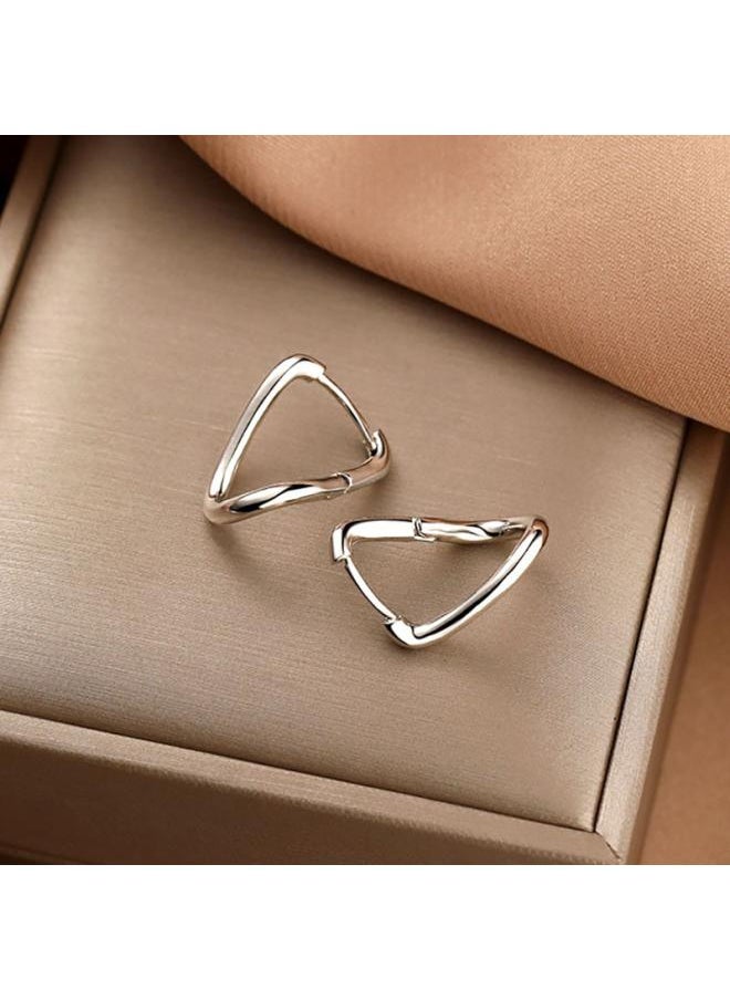 نيبمينينت Korean Plain Ring Ear Buckle High-grade Minority Design Summer Earrings P Twisted U-shaped Female 
