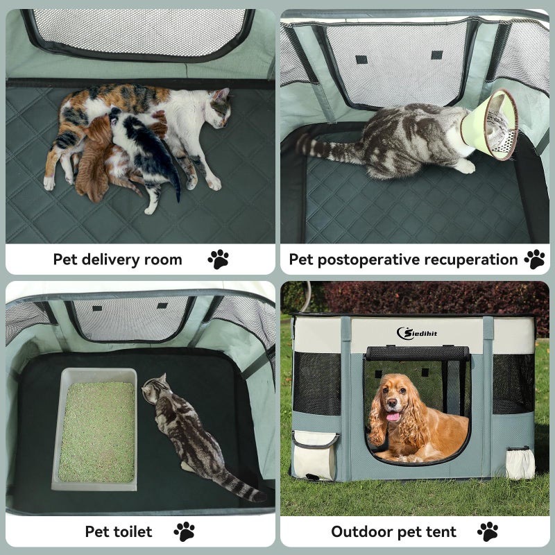 Siedihit Dog Playpen,Cat Pet Puppy Pen,Portable Playpens for Dogs Indoor Outdoor Travel Camping Use,Foldable Dog Kennel Tent Crate for Rabbit Small Animals with Carrying Case (Grey, Large) - Image 3