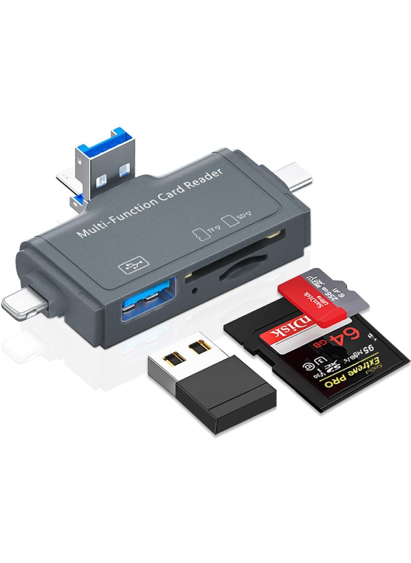 Rock Pow - SD Card Reader 7 in 1 Portable OTG USB 3.0 Dual Slot Flash Memory Card Adapter Supports TF SD Micro SD SDXC SDHC for Mac Windows Linux Chrome PC Smartphones Camera Laptop - Image 1