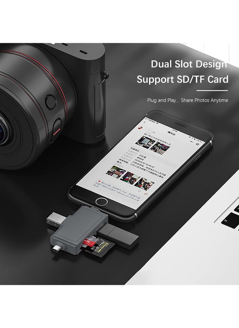Rock Pow - SD Card Reader 7 in 1 Portable OTG USB 3.0 Dual Slot Flash Memory Card Adapter Supports TF SD Micro SD SDXC SDHC for Mac Windows Linux Chrome PC Smartphones Camera Laptop - Image 1