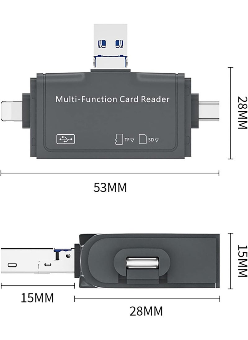 Rock Pow - SD Card Reader 7 in 1 Portable OTG USB 3.0 Dual Slot Flash Memory Card Adapter Supports TF SD Micro SD SDXC SDHC for Mac Windows Linux Chrome PC Smartphones Camera Laptop - Image 1