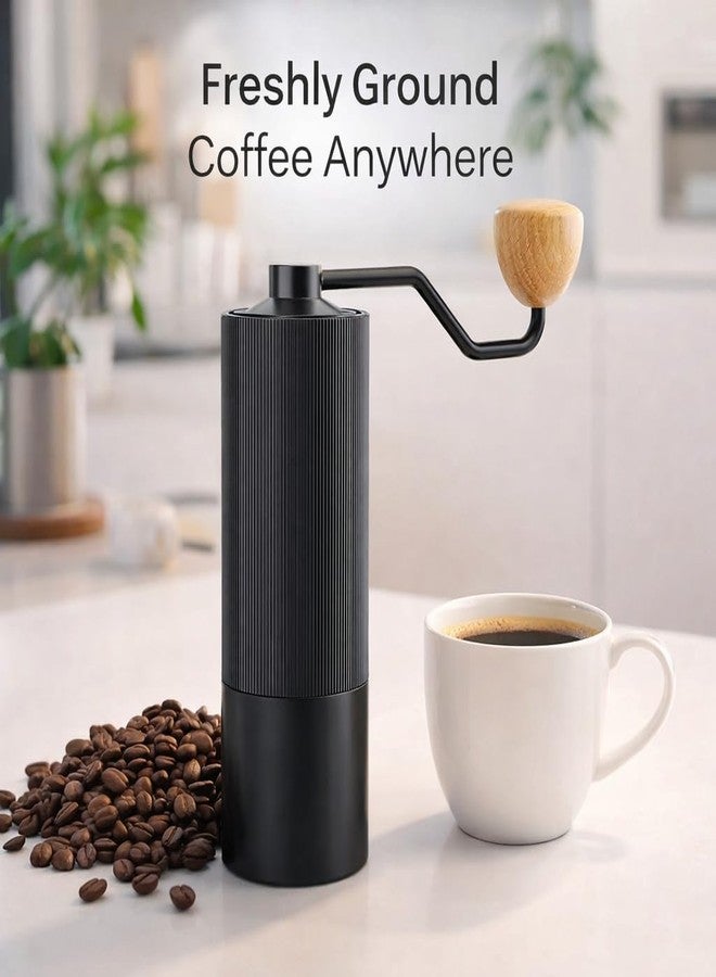 AAshonee® Premium Manual Coffee Grinder with 5-Axis CNC Stainless Steel Burr, Aluminum Body & Wooden Handle (1 Year Warranty) - Image 2