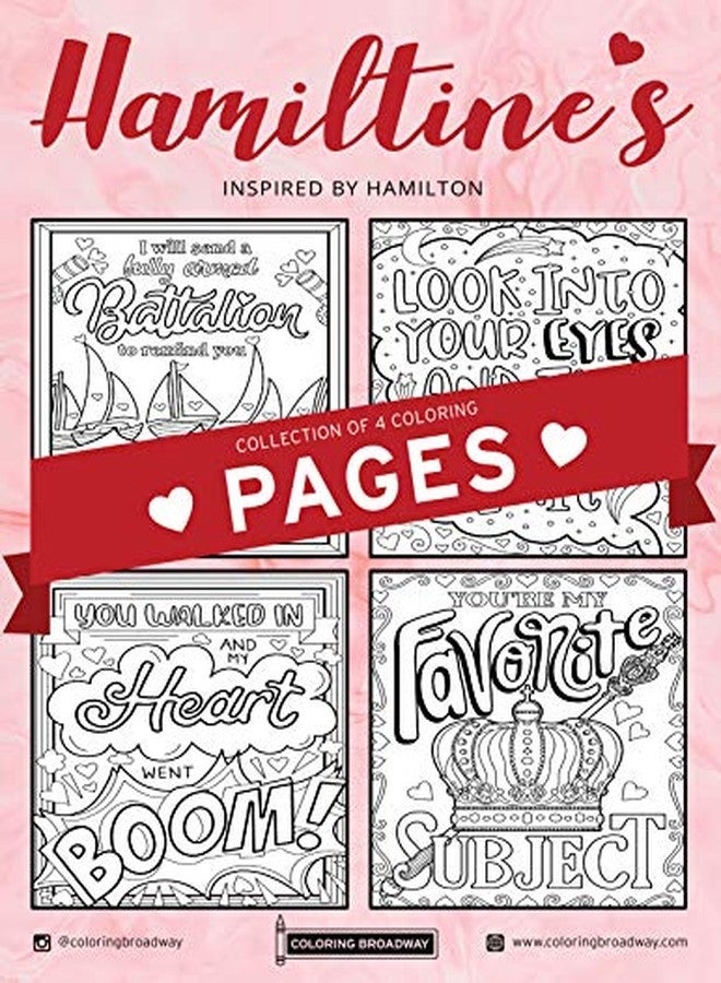 Coloring Broadway - Hamilton Inspired Coloring Pages (Set of 4), Hamiltine’s Collection Musical Merchandise, Printed on Matte Card Stock (8 1/2” x 11”), Ideal Gift for a Broadway Theater Lover - Image 1