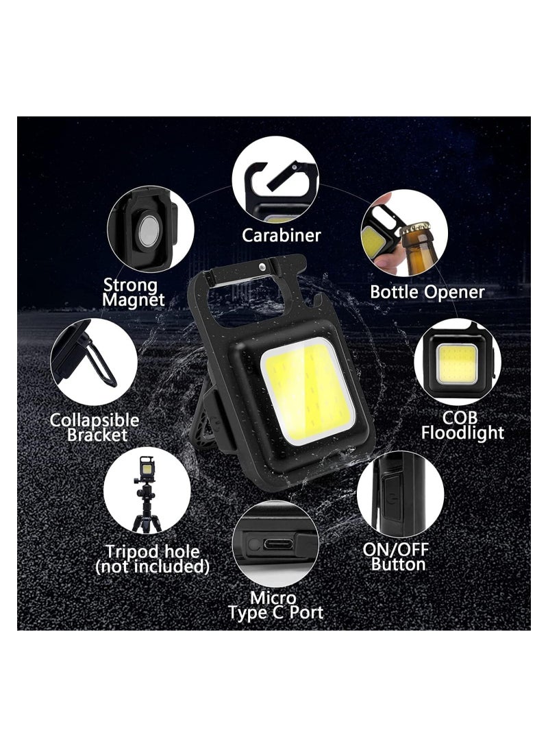 ELTRAZONE Small Mini COB Pocket Magnetic Flashlights Powerful 500 High Lumens Bright Rechargeable Keychain Work Light Flashlight Pack 2 - Image 2
