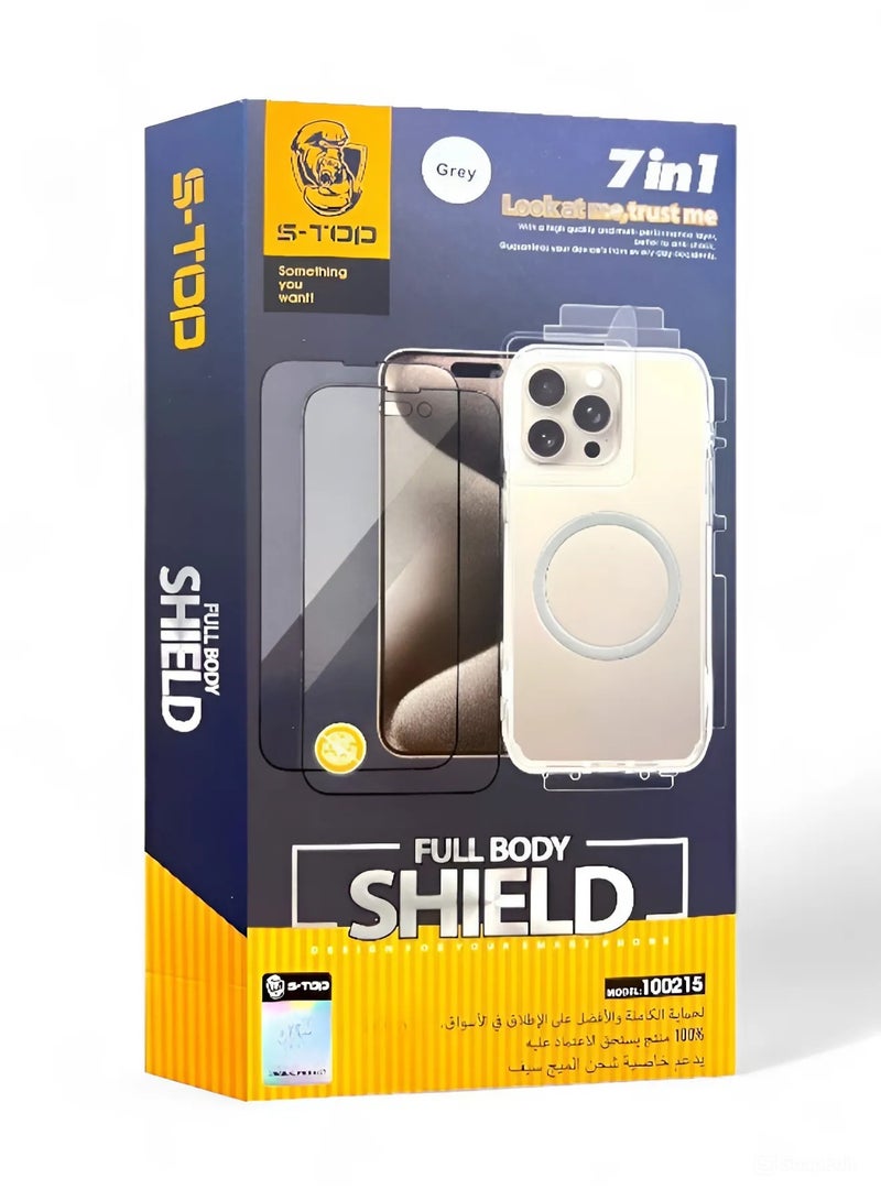 S-TOP Full protection package for iPhone 11 Pro, with screen protection and cover protection against scratches and breakage, complete protection for your device against scratches and falls (7in1), original package from S-TOP - Image 1