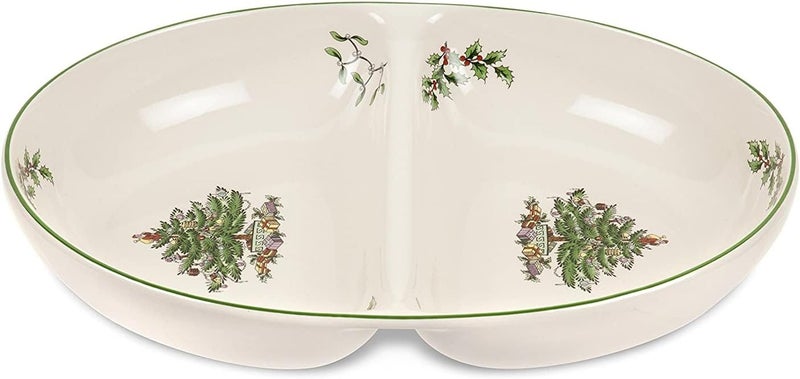 Spode Christmas Tree Divided Dish  115 Festive Serving Tray for Holiday Parties Seasonal Events  Fine Earthenware Decorative Christmas Dinnerware Microwave  Dishwasher Safe - Image 1