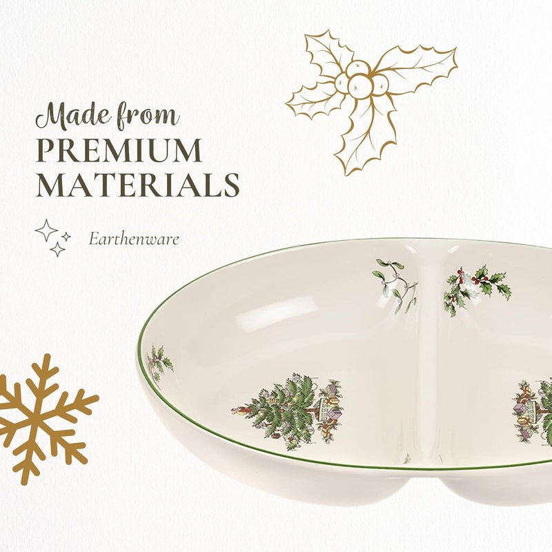 Spode Christmas Tree Divided Dish  115 Festive Serving Tray for Holiday Parties Seasonal Events  Fine Earthenware Decorative Christmas Dinnerware Microwave  Dishwasher Safe - Image 4