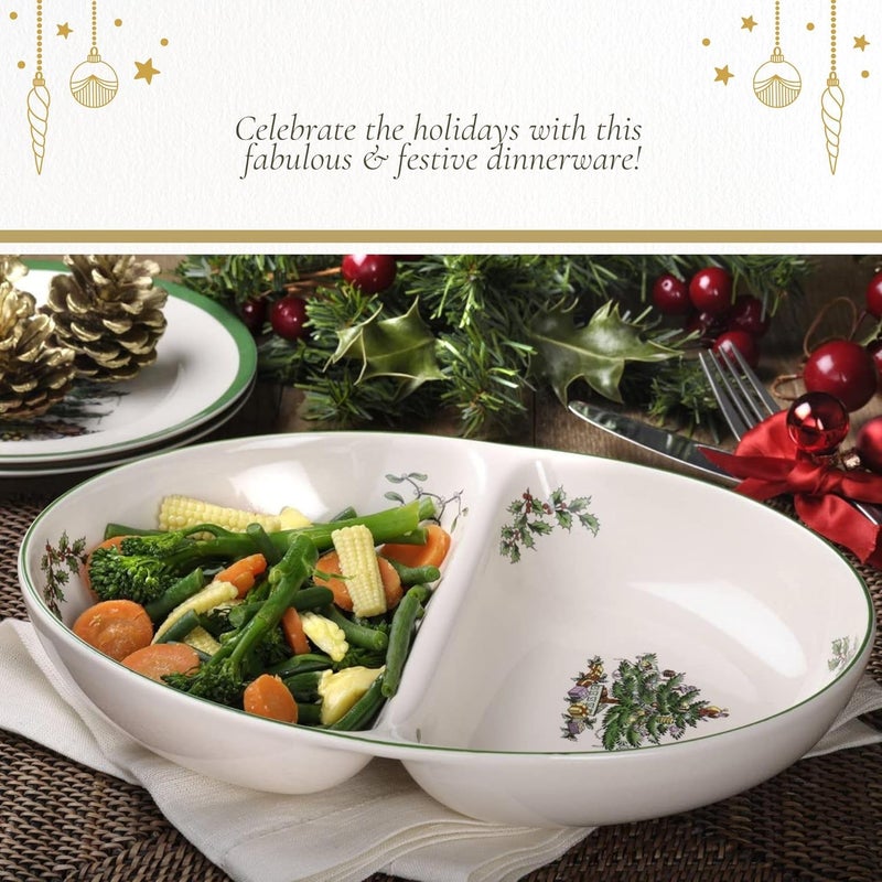 Spode Christmas Tree Divided Dish  115 Festive Serving Tray for Holiday Parties Seasonal Events  Fine Earthenware Decorative Christmas Dinnerware Microwave  Dishwasher Safe - Image 5