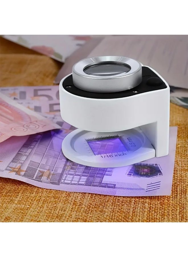 Rubik 10X Magnifier with 26MM Lens, 3 LED & 3 UV Lights, Magnifying Glass for Paper Currency, Calligraphy, Painting, Jewelry (White)  - Image 2