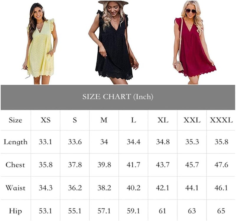 comfrt California Romper Dress With Shorts, Women's Summer Rompers Plain Ruffle Sleeve Dress Cotton V-Neck Short Skirt (Navy Blue,XS) - Image 1