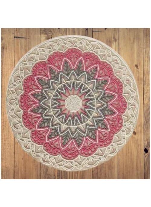 Good Vibes Pink Hand Beaded Jute Table Mat Place MatsRound Table MatEmbroidered Table MatRound Beaded Table MatsCutwork Design Dining Table MatsDressing Table MatsBed Side Table matsPink 14 Inches  - Image 3