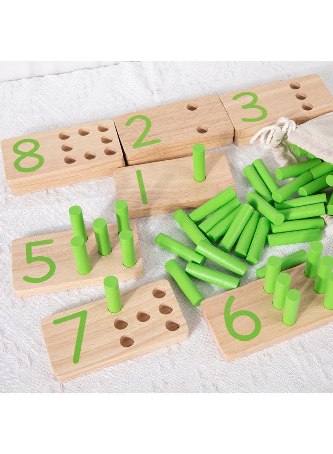 Montessori Mathematics Building Blocks Enlightenment Plugging Stick Number Number Learning Matching Wooden Teaching Aids 3-6 Years Old Kindergarten Early Education-Color:SSG-Children's Digital Stick - Image 4