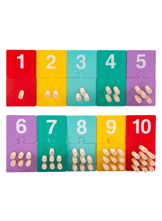 Montessori Mathematics Building Blocks Enlightenment Plugging Stick Number Number Learning Matching Wooden Teaching Aids 3-6 Years Old Kindergarten Early Education-Color:SSG-Children's Digital Stick - Image 1