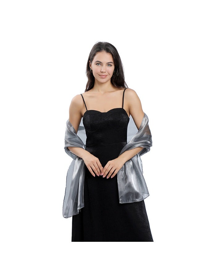 ILovhaprty 170x70cm Elegant Solid Color Chiffon Shawl - Grey Shawl Scarf Luxury Wedding Bridesmaid Scarf, Evening Party Hijab, Abaya Wrap for Women