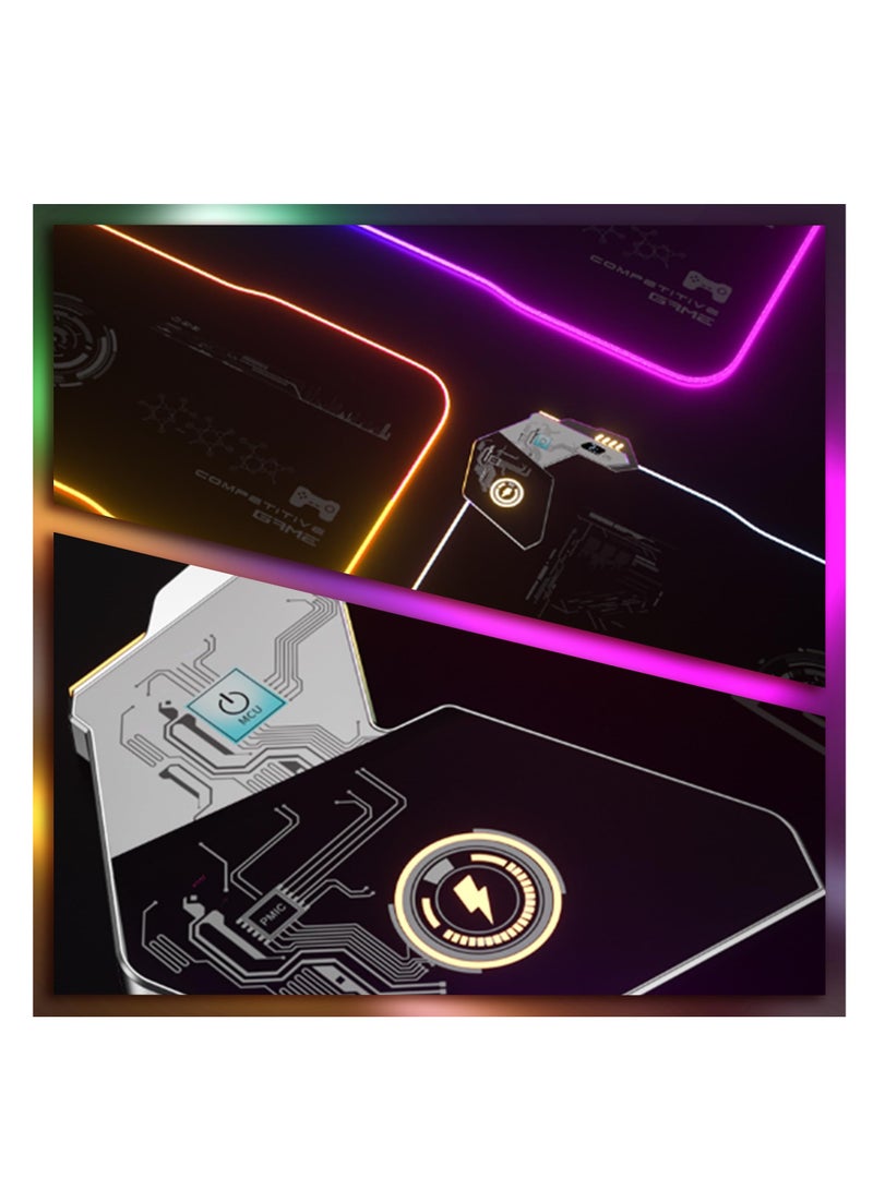 SYOSI Wireless Charging Gaming Mouse Pad, 45W Charging RGB Mouse Pad for Desk, Type-C Fast Charging Port Mouse Mat for Phone LaptopHeadset, Computer Non-Slip Mouse Pad for Office, Extra Large Mousepad Base - Image 1