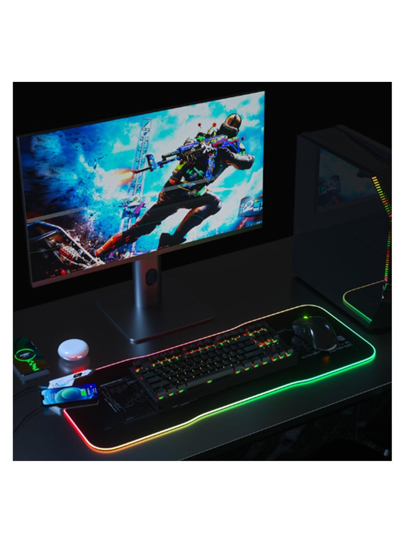 SYOSI Wireless Charging Gaming Mouse Pad, 45W Charging RGB Mouse Pad for Desk, Type-C Fast Charging Port Mouse Mat for Phone LaptopHeadset, Computer Non-Slip Mouse Pad for Office, Extra Large Mousepad Base - Image 3