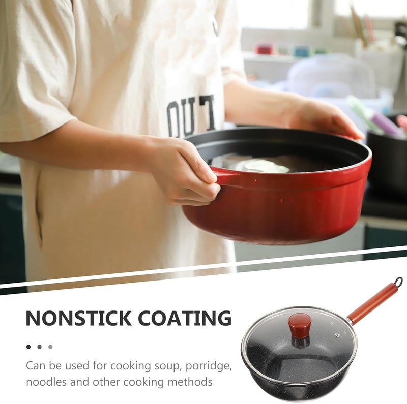 FRCOLOR Nonstick Small Saucepan with Lid 18cm Japanese Style Milk Melting Pot Multipurpose Cooking Pot for Home Kitchen - Image 3