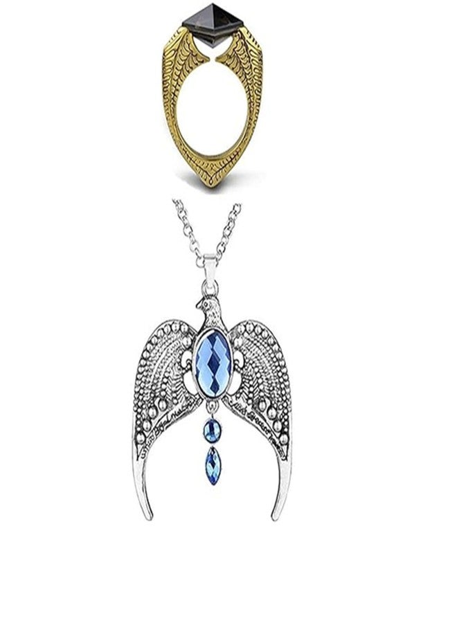 JinYu 2 Pcs Locket Horcrux Necklace Rings Jewelry Set - Image 1