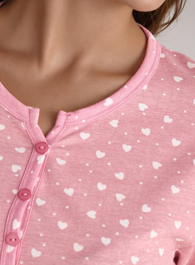 Splash FAV Knee Length Night Dress with Heart Print - Image 4