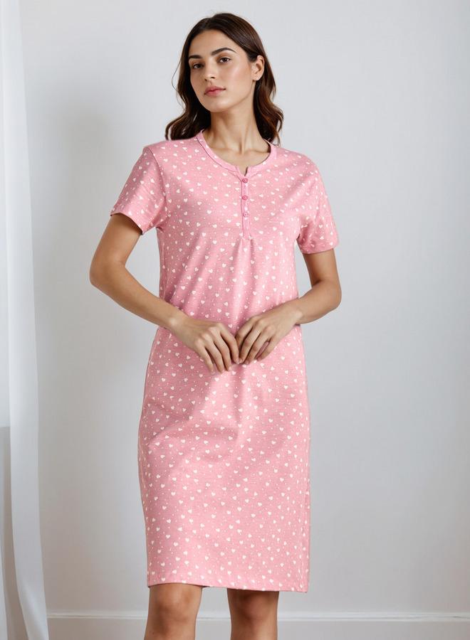 Splash FAV Knee Length Night Dress with Heart Print - Image 1
