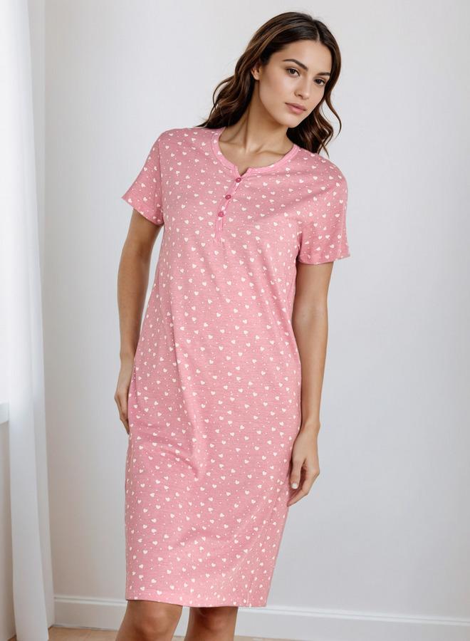 Splash FAV Knee Length Night Dress with Heart Print - Image 2