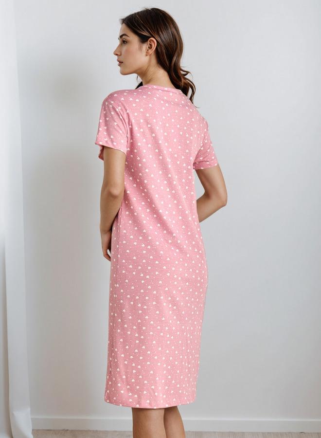 Splash FAV Knee Length Night Dress with Heart Print - Image 3