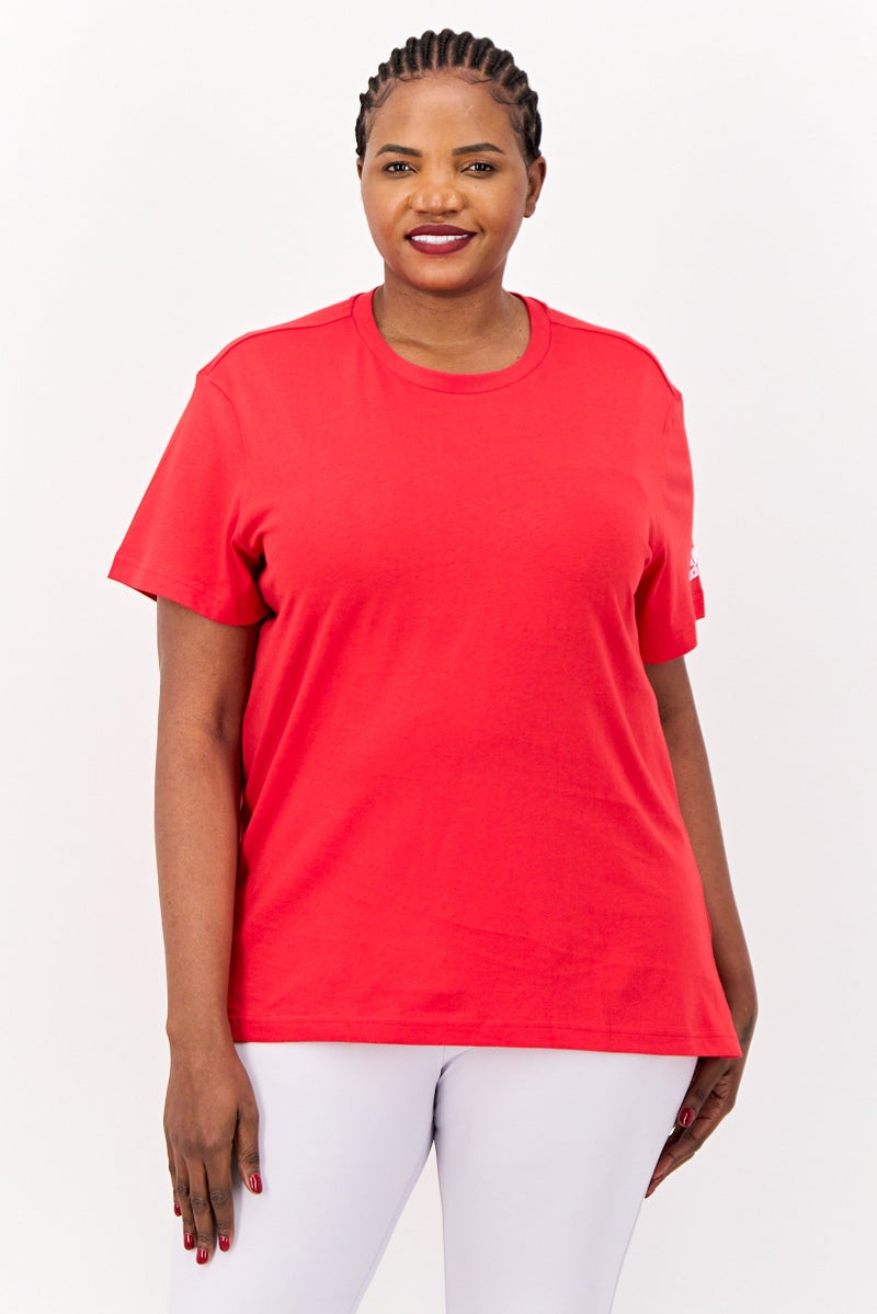 Adidas Women Sportswear Fit Short Sleeve Outdoor T Shirt Red - Image 1