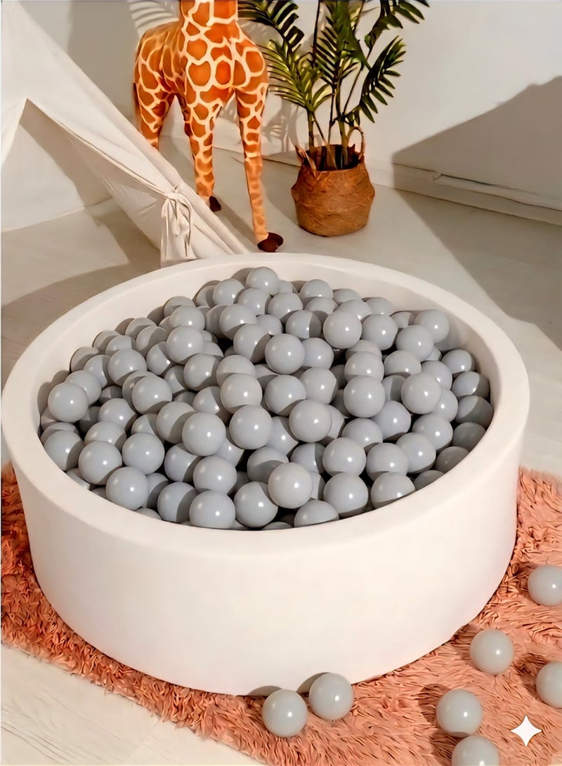 SKY-TOUCH Premium Soft Plastic Pit Balls for Kids (100+ Pcs) – GREY Playpen Balls for Ball Pits, Bounce Houses, and Kiddie Pools – Non-Toxic, Crush-Proof & BPA-Free Toddler Toys – Includes Mesh Storage Bag - Image 2