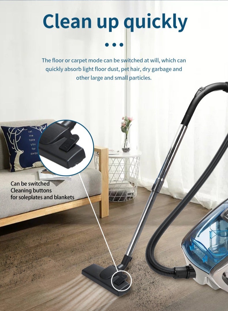 سوكاني مكنسة كهربائية بدون كيس، مكنسة كهربائية عالية الطاقة بقوة ٢٨٠٠ واط، حاوية قمامة سعة ١.٥ لتر، سلك ٥ أمتار، وأدوات متعددة الأسطح للأرضيات والسجاد والشقوق، SK-3372 - Image 2