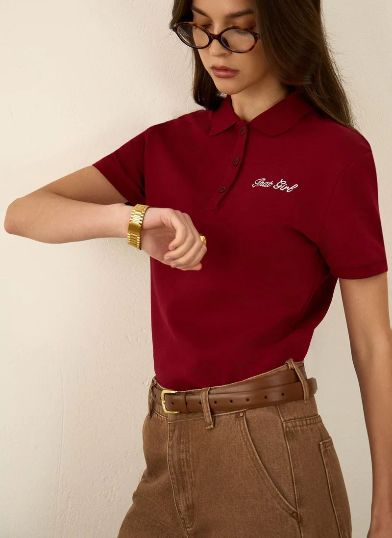 Lichi Kersey polo with embroidery