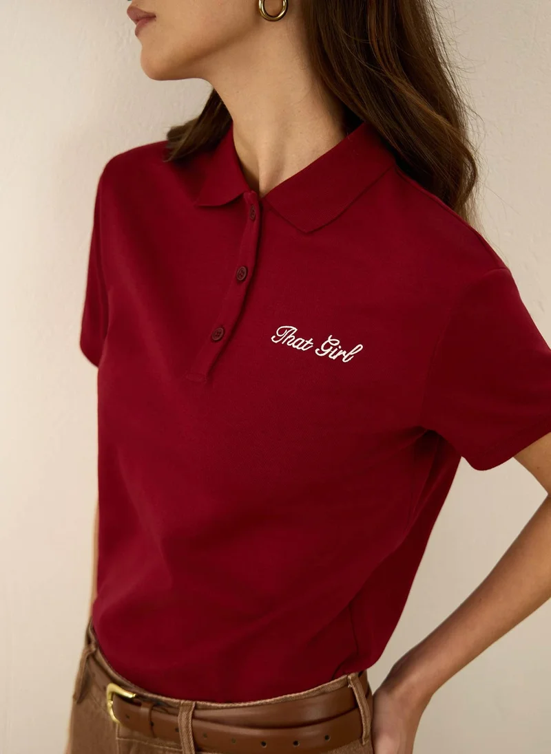Lichi Kersey polo with embroidery