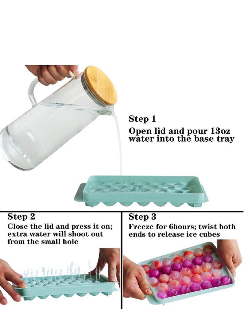 Hoasis Small Round Ice Cube Trays for Freezer, Ice Ball Maker Mold with Lid Easy Release BPA-Free Circle Ice Tray Reusable Sphere Ice Cube Mold for , Coffee, juice, soda - 1.2inch Ice Balls  - Image 2
