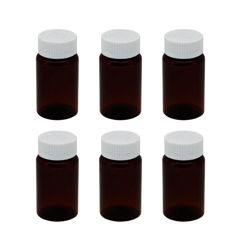 Artistic 6 Pack Clear Brown Round Plastic Bottles, 135ml, Leak Proof, Reusable, For Travel, Storage, Food Preservation - Image 1
