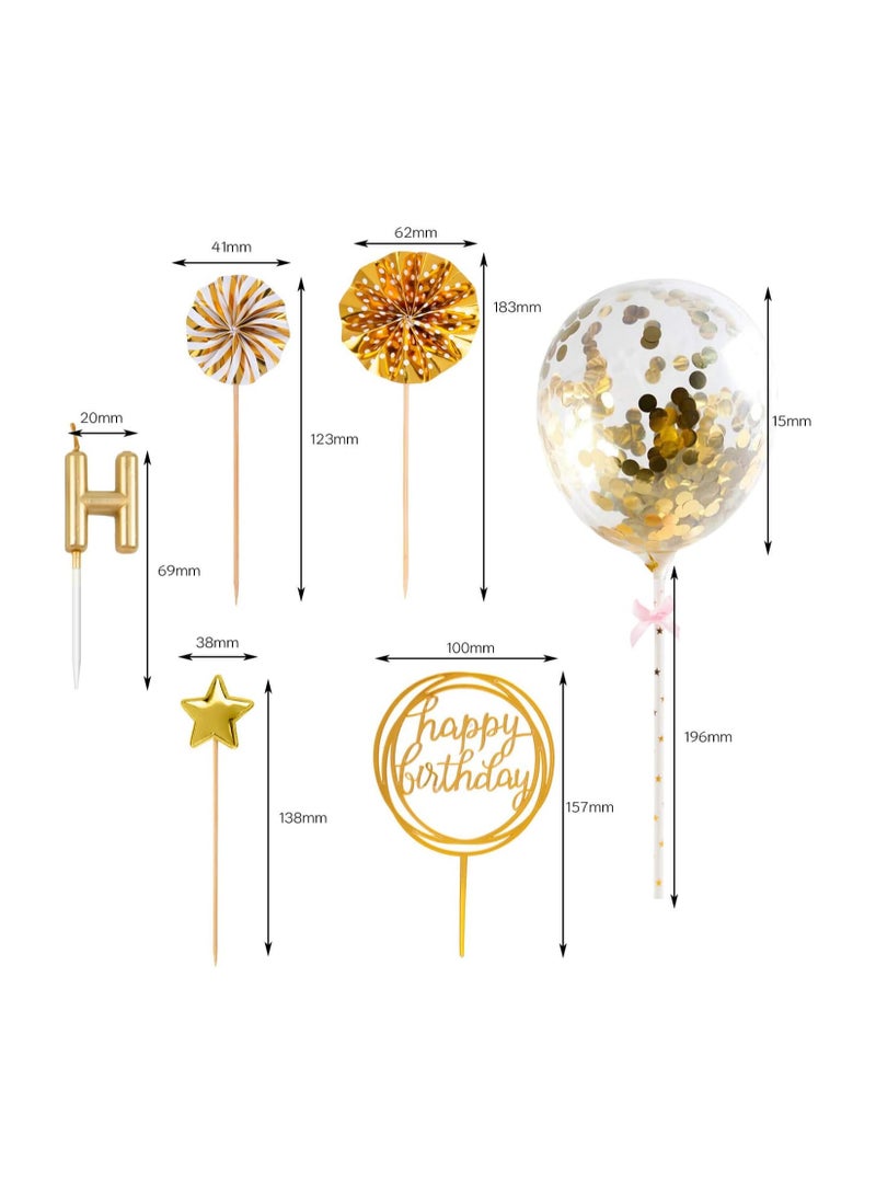 24PCS Birthday Candles Set - Cake Topper Decoration with Cake Candles Confetti Balloon Stars and Fan Cupcake Toppers Birthday Cake Decor for Birthday Party Celebration - Image 3