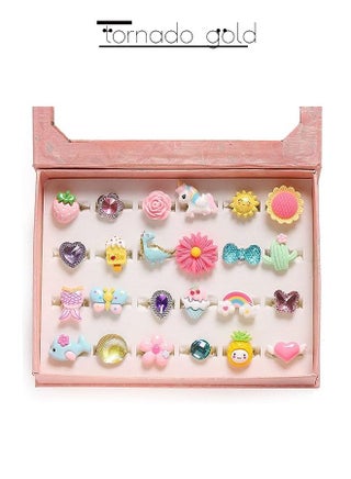 24 قطعة من الخواتم اللطيفة للفتيات الصغيرات مجموعة خواتم مجوهرات غير مكررة وقابلة للتعديل للعب التظاهري وخواتم اللباس - pzsku/ZB5C5AF7ED0B14C5DD12DZ/45/_/1694234884/fa4382d7-3e2b-4c31-8b8f-109b25cfbb22