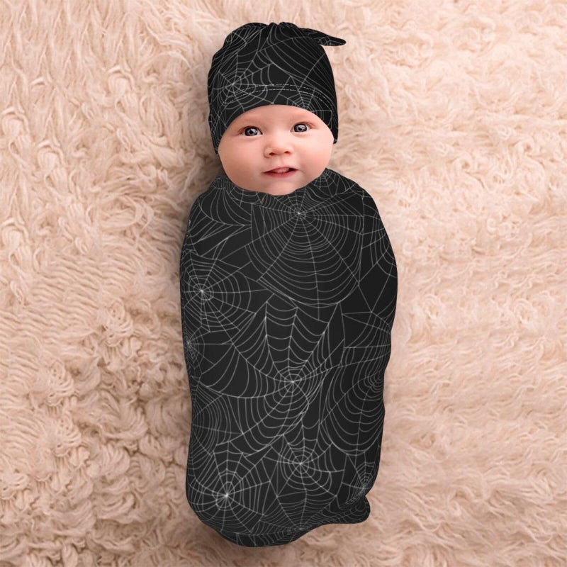 Qwalnely Gothic Swaddle Blanket with Hat for Baby, Swaddling Halloween Theme Baby Stuff - Image 4