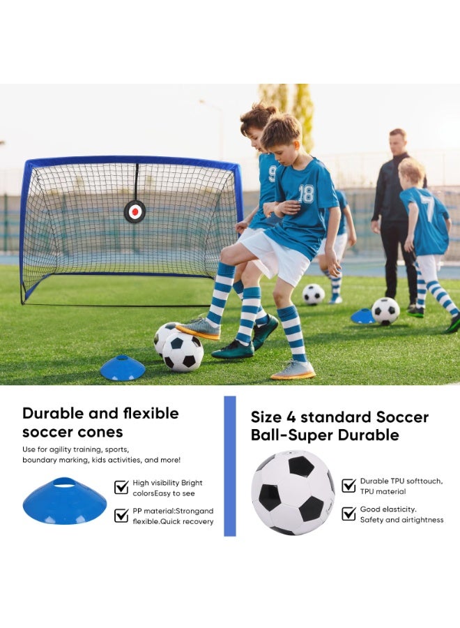 XiuWoo Kids Soccer Goals for Backyard Set, 6x4 ft Portable Pop Up Soccer Goal Training Equipment with Soccer Ball, Ladder and Cones, Soccer Nets for Kids Youth Toddler Outdoor Sports Games - Image 4